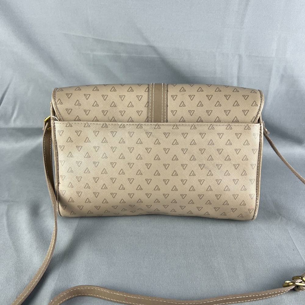 Vintage Liz Claiborne Shoulder Bag Womens Beige Leather Trim Crossbody Strap - Picture 5 of 11